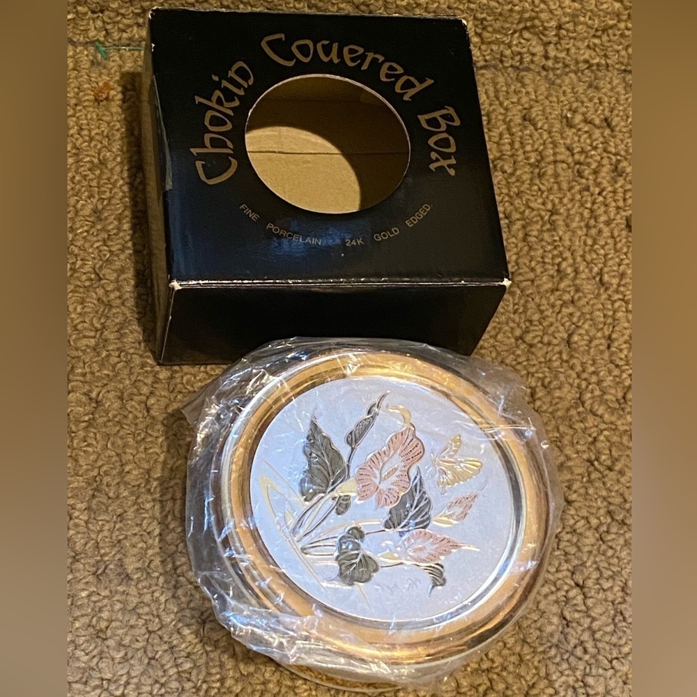NWT~Vtg The Art of Chokin Fine China 24 KT Gold Trim Trinket Box-Made in Japan